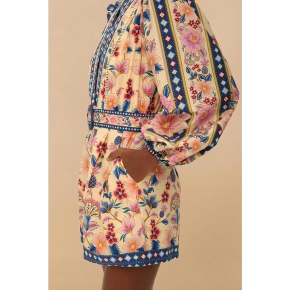 Last 1! Farm Rio Cream Superbloom Tapestry Floral Organic Cotton Romper - Picture 3 of 3